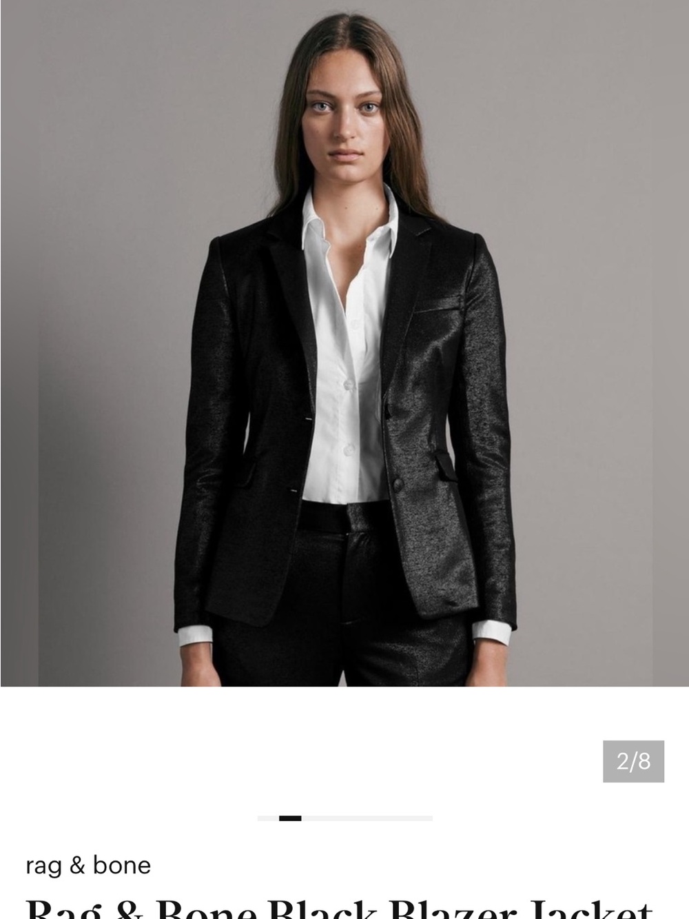 rag & bone Black Blazer Jacket. Shiny material.